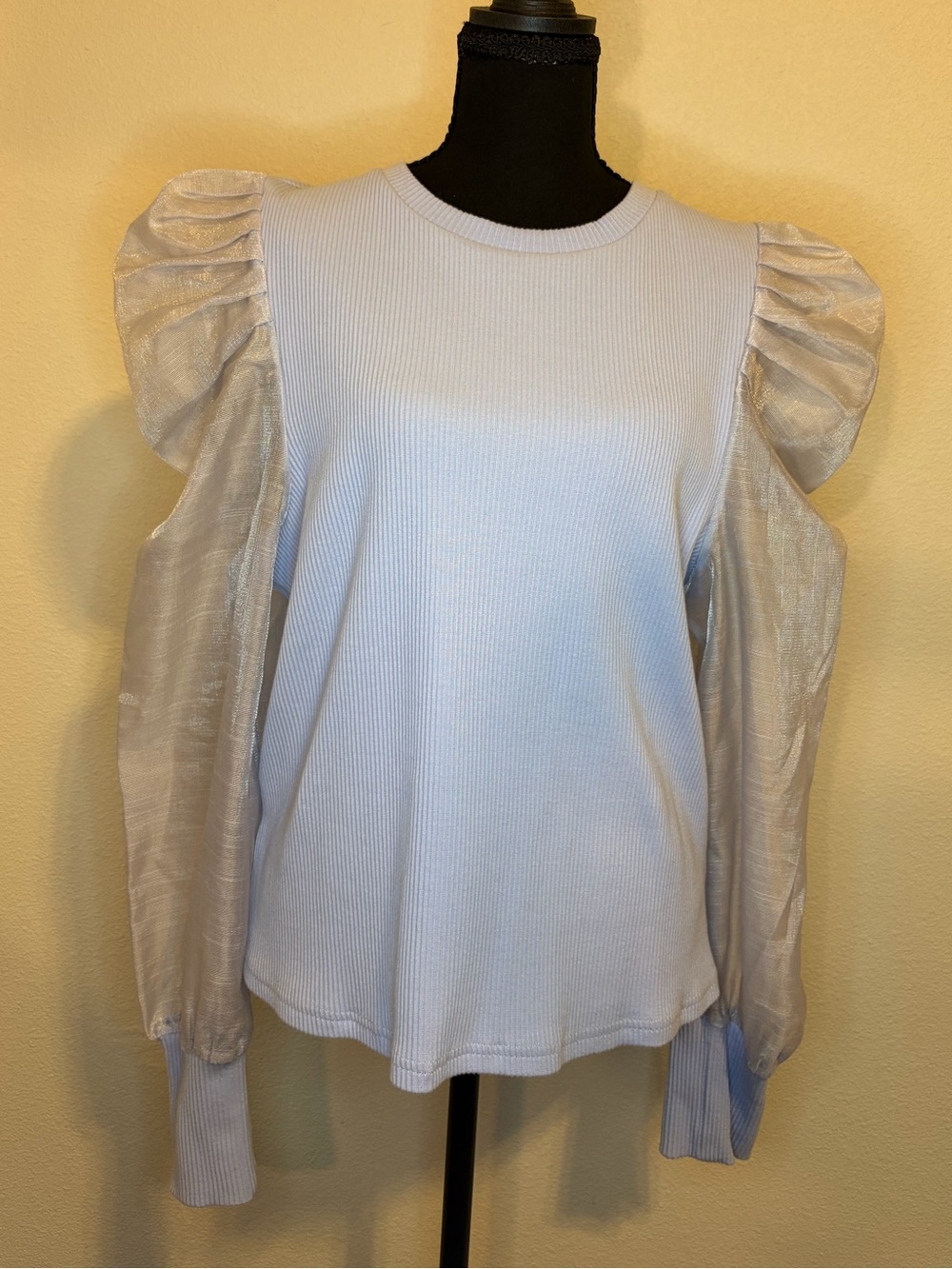 Anthropologie DOLAN Periwinkle Blue Sheer Puff Sleeve Top XL